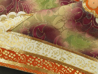 平和屋着物■豪華黒留袖　駒刺繍　吉祥花文　暈し染め　金彩　正絹　逸品　CABI6730ou
