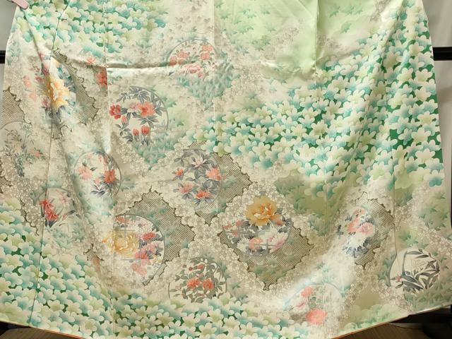 平和屋着物■訪問着　草花丸文　暈し染め　金銀彩　正絹　逸品　CABI6732ou