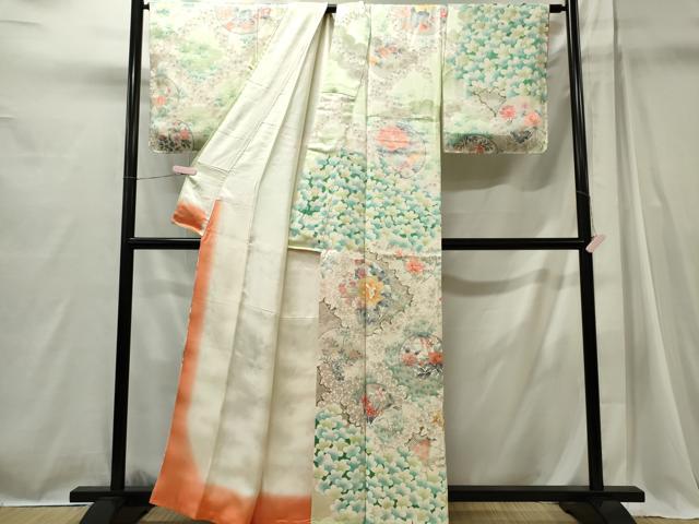 平和屋着物■訪問着　草花丸文　暈し染め　金銀彩　正絹　逸品　CABI6732ou
