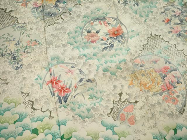平和屋着物■訪問着　草花丸文　暈し染め　金銀彩　正絹　逸品　CABI6732ou