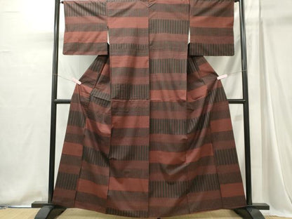 平和屋着物■本場大島紬　7マルキ　横段文　証紙付き　正絹　逸品　CABI6734ou