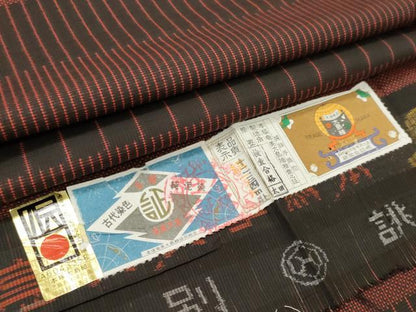 平和屋着物■本場大島紬　7マルキ　横段文　証紙付き　正絹　逸品　CABI6734ou