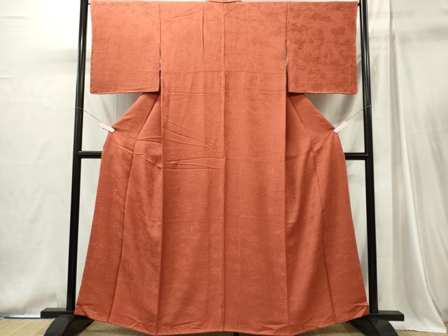 平和屋着物■上質な色無地　風景地紋　雀茶色　さが美扱い　正絹　逸品　CABI6738ou