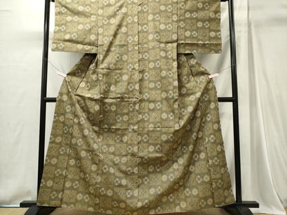 平和屋着物■本場大島紬　市松花文　正絹　逸品　CABI6740ou