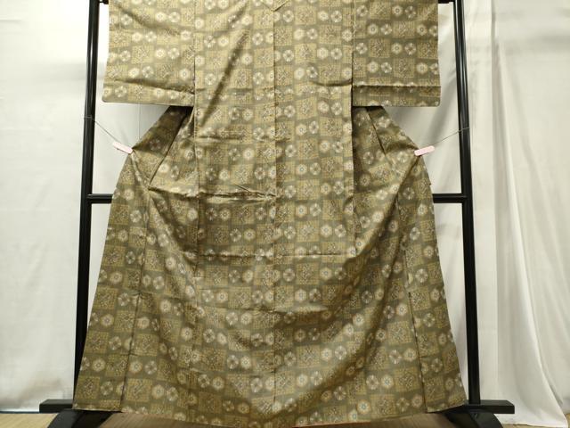 平和屋着物■本場大島紬　市松花文　正絹　逸品　CABI6740ou