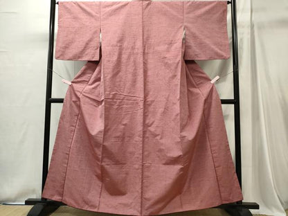 平和屋着物■上質な紬　退紅色　正絹　逸品　CABI6742ou