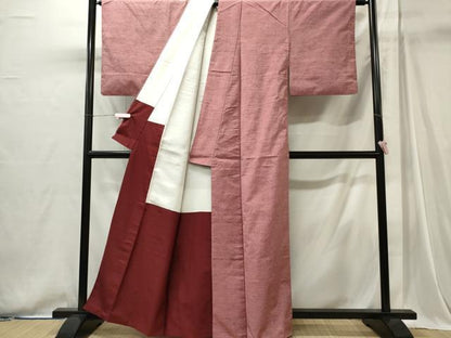 平和屋着物■上質な紬　退紅色　正絹　逸品　CABI6742ou