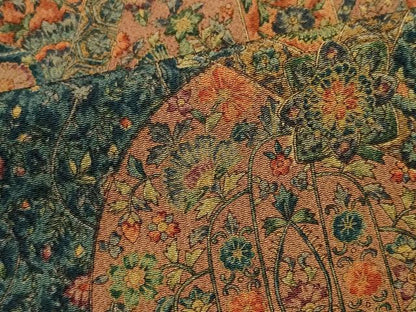 平和屋着物■上質な小紋　切嵌更紗花文　鬼しぼ縮緬　正絹　逸品　CABI6750ou