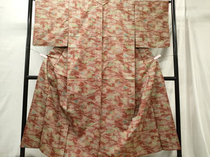 平和屋着物■本場染大島紬　草花文　正絹　逸品　CABI6752ou