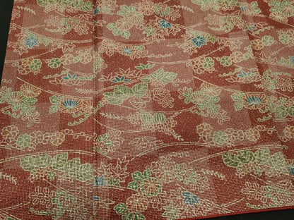 平和屋着物■本場染大島紬　草花文　正絹　逸品　CABI6752ou