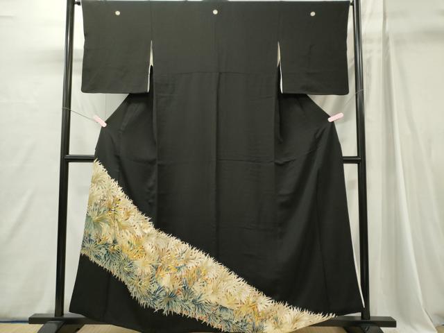 平和屋着物■豪華黒留袖　駒刺繍　笹の葉文　金彩　正絹　逸品　CABI6757ou