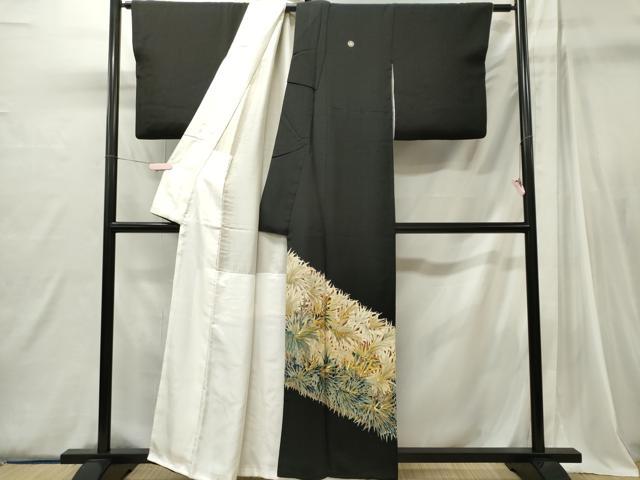 平和屋着物■豪華黒留袖　駒刺繍　笹の葉文　金彩　正絹　逸品　CABI6757ou