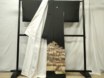 平和屋着物■豪華黒留袖　作家物　大名行列　暈し染め　金彩　正絹　逸品　CABI6759ou
