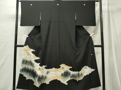 平和屋着物■豪華黒留袖　作家物　遠山風景文　暈し染め　正絹　逸品　CABI6760ou