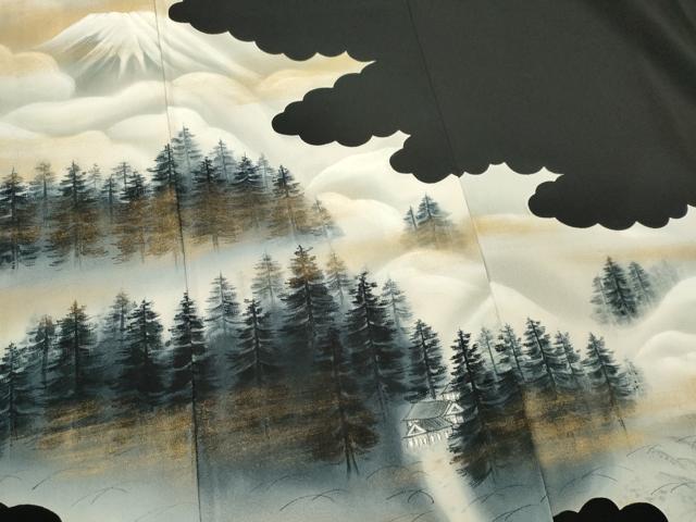 平和屋着物■豪華黒留袖　作家物　遠山風景文　暈し染め　正絹　逸品　CABI6760ou