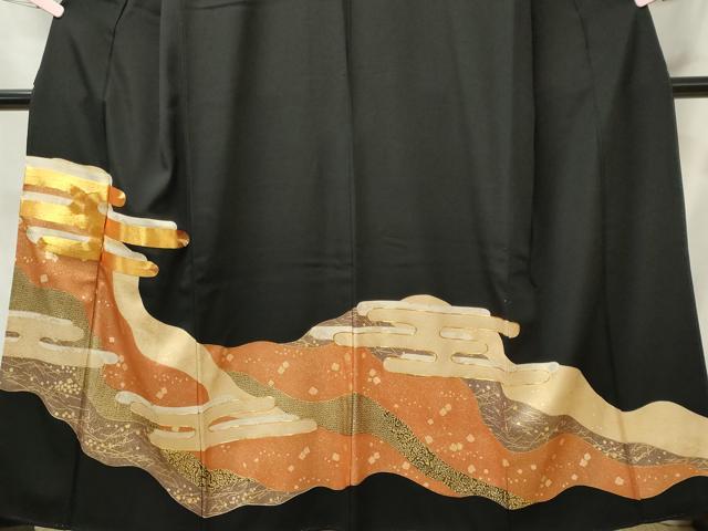 平和屋着物■豪華黒留袖　駒刺繍　エ霞吉祥文　金彩　正絹　逸品　CABI6761ou