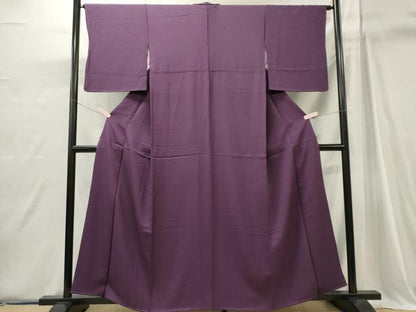 平和屋着物■上質な色無地　茄子紺色　正絹　逸品　CABI6766ou
