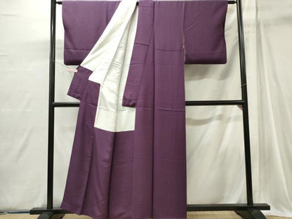 平和屋着物■上質な色無地　茄子紺色　正絹　逸品　CABI6766ou