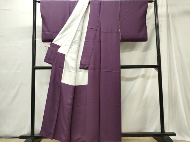 平和屋着物■上質な色無地　茄子紺色　正絹　逸品　CABI6766ou