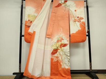 平和屋着物■豪華振袖　駒刺繍　鳳凰檜扇花文　暈し染め　金銀糸　正絹　逸品　CABI6772ou