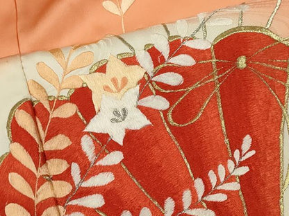 平和屋着物■豪華振袖　駒刺繍　鳳凰檜扇花文　暈し染め　金銀糸　正絹　逸品　CABI6772ou