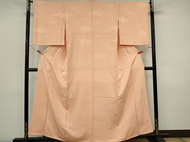平和屋着物■上質な色無地　吉祥地紋　洒落柿色　正絹　逸品　CABI6775ou