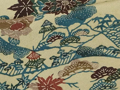 平和屋着物■上質な小紋　型染め　風景文　正絹　逸品　CABI6776ou
