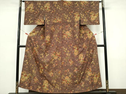 平和屋着物■上質な小紋　雪輪草花文　正絹　逸品　CABI6778ou