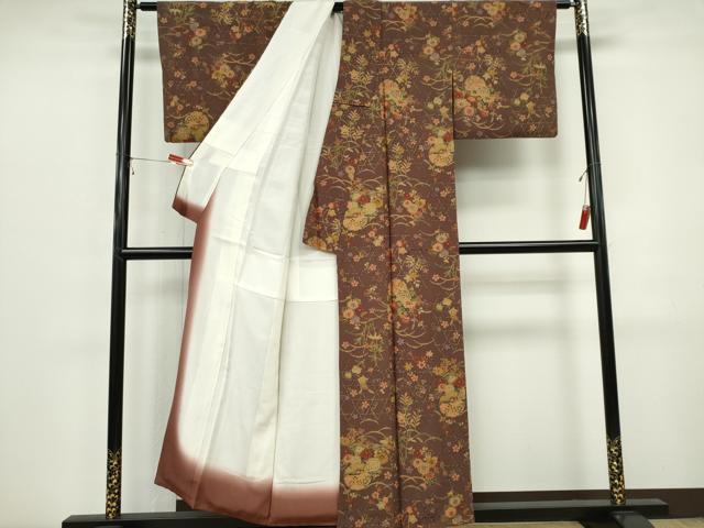 平和屋着物■上質な小紋　雪輪草花文　正絹　逸品　CABI6778ou