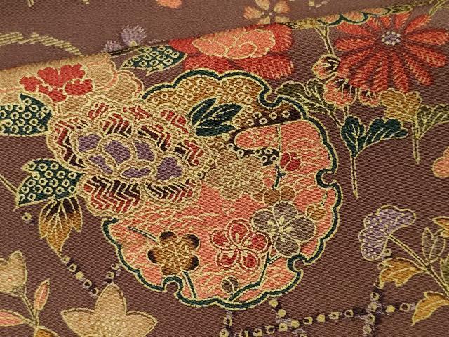 平和屋着物■上質な小紋　雪輪草花文　正絹　逸品　CABI6778ou