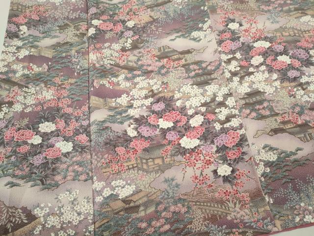 平和屋着物■上質な小紋　人物風景花文　鬼しぼ縮緬　正絹　逸品　CABI6779ou