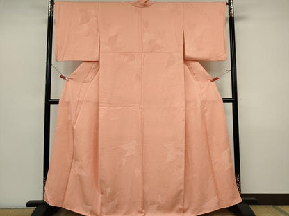 平和屋着物■上質な色無地　雲取り舞蝶地紋　宍色　正絹　逸品　CABI6781ou