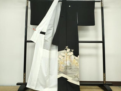 平和屋着物■豪華黒留袖　鳳凰花文　金銀彩　正絹　逸品　CABI6783ou