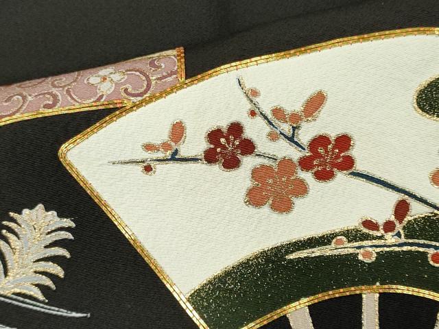 平和屋着物■豪華黒留袖　作家物　駒刺繍　立波扇面花文　金彩　正絹　逸品　CABI6785ou