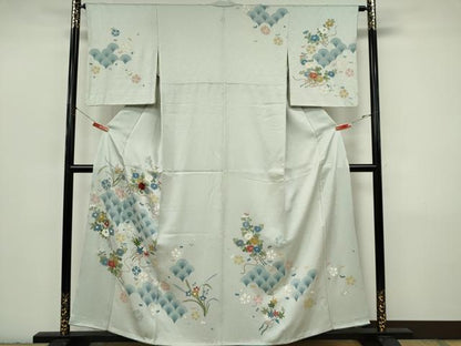 平和屋着物■訪問着　刺繍　青海波草花文　金彩　正絹　逸品　CABI6790ou