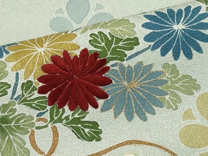 平和屋着物■訪問着　刺繍　青海波草花文　金彩　正絹　逸品　CABI6790ou