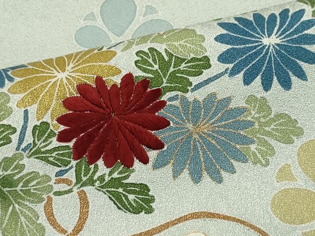 平和屋着物■訪問着　刺繍　青海波草花文　金彩　正絹　逸品　CABI6790ou