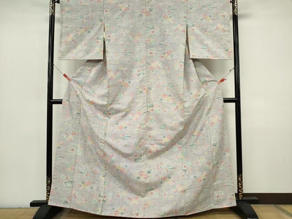 平和屋着物■上質な紬　風景草花文　正絹　逸品　CABI6791ou