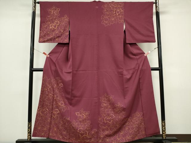 平和屋着物■訪問着　駒刺繍　葉尽くし　金彩　正絹　逸品　CABI6792ou