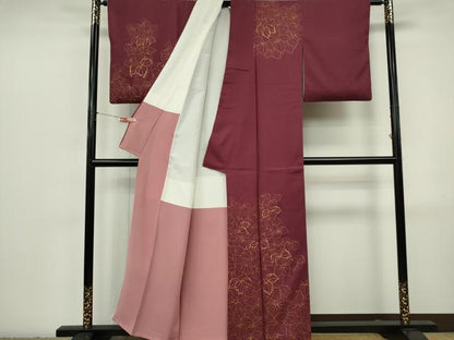 平和屋着物■訪問着　駒刺繍　葉尽くし　金彩　正絹　逸品　CABI6792ou