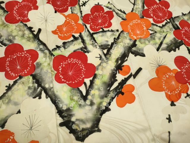 平和屋着物■豪華振袖　手描き　流水枝梅文　暈し染め　正絹　逸品　CABI6795ou