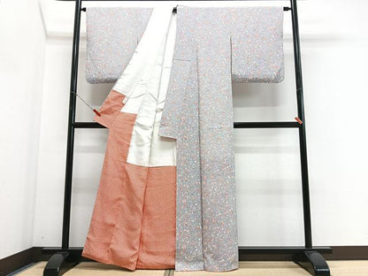平和屋着物■上質な小紋　更紗花文　正絹　逸品　CABI6802xe