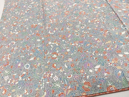 平和屋着物■上質な小紋　更紗花文　正絹　逸品　CABI6802xe