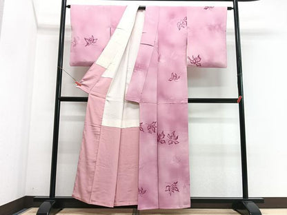 平和屋着物■上質な小紋　舞花文　暈し染め　正絹　逸品　CABI6806xe
