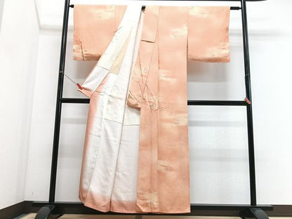 平和屋着物■上質な小紋　雲取り立波花地紋　暈し染め　正絹　逸品　CABI6808xe