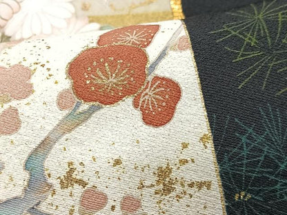 平和屋着物■豪華黒留袖　作家物　駒刺繍　色紙花鳥文　金彩　正絹　逸品　CABI6809xe