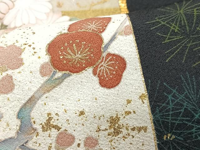 平和屋着物■豪華黒留袖　作家物　駒刺繍　色紙花鳥文　金彩　正絹　逸品　CABI6809xe