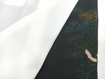 平和屋着物■豪華黒留袖　作家物　駒刺繍　色紙花鳥文　金彩　正絹　逸品　CABI6809xe