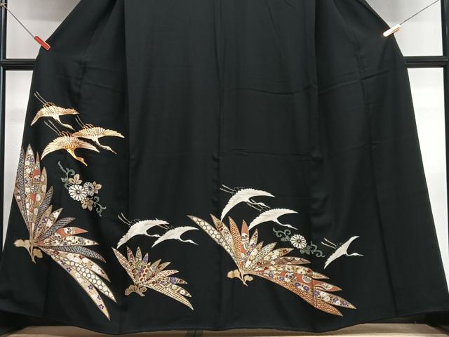 平和屋着物■豪華黒留袖　駒刺繍　飛翔　金彩　正絹　逸品　CABI6810xe