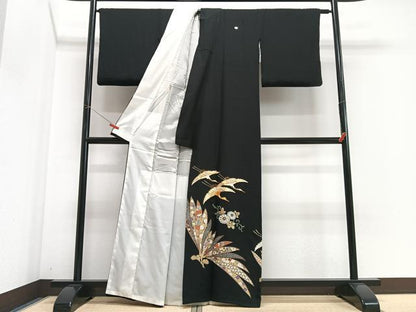 平和屋着物■豪華黒留袖　駒刺繍　飛翔　金彩　正絹　逸品　CABI6810xe